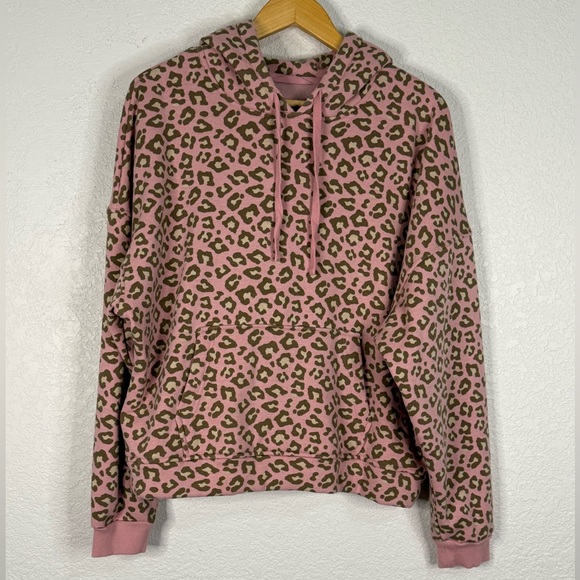 UGG Kes pink leopard print fleece hoodie Warm Cozy Animal Print Casual - Picture 2 of 8